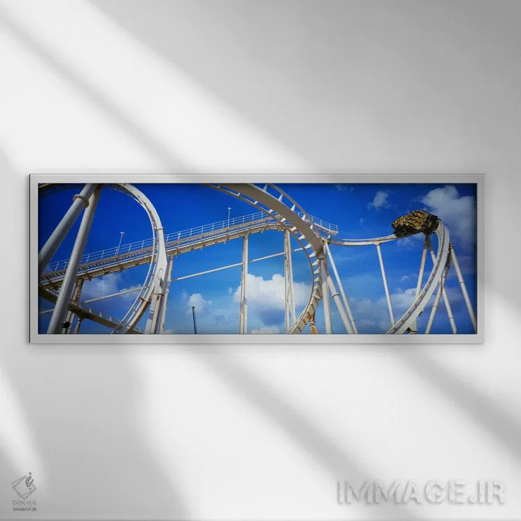 تابلو Astroworld, Houston, Texas, USA,ترن هوایی "بتمن: فرار"، پارک آستروورلد، هیوستون، تگزاس، آمریکا اثر پانورامیک ایمجز (استودیو عکاسی عریض) - نمای قابدار سفید