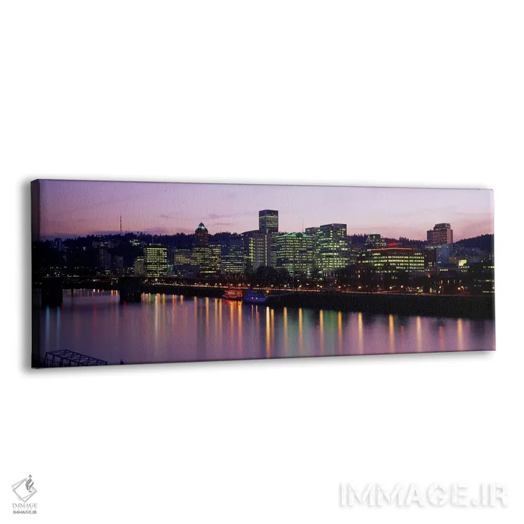 تابلو Portland, Oregon, USA,ساختمانهای روشنشده در شب، پورتلند، اورگان، آمریکا اثر پانورامیک ایمجز (استودیو عکاسی عریض) - نمای پرسپکتیو محصول
