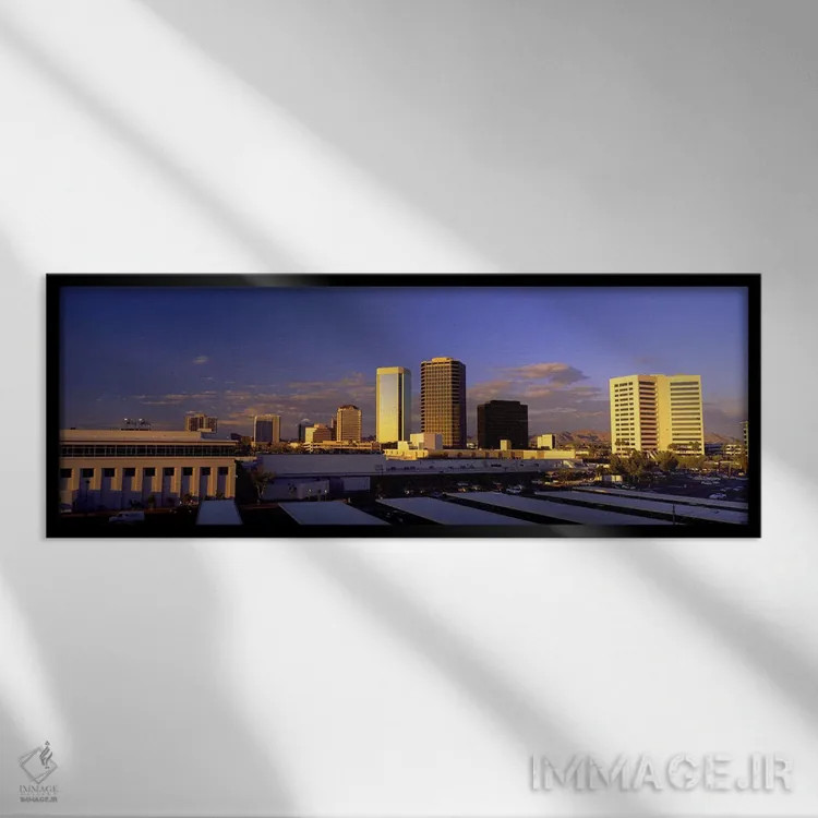 تابلو منظره شهری فینیکس، آریزونا اثر پانورامیک ایمجز (استودیو عکاسی عریض) - نمای قابدار مشکی