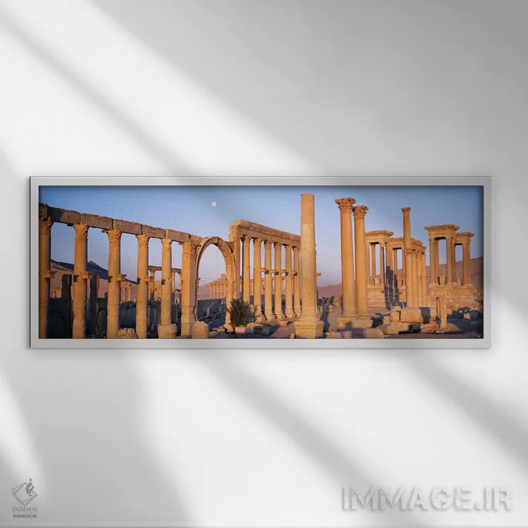تابلو Palmyra, Syria,ویرانهها، پالمیرا (تدمر)، سوریه اثر پانورامیک ایمجز (استودیو عکاسی عریض) - نمای قابدار سفید
