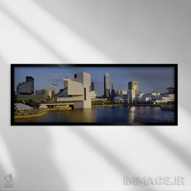 تابلو Cleveland, Ohio, USA,ساختمانها در شهر، کلیولند، اوهایو، آمریکا اثر پانورامیک ایمجز (استودیو عکاسی عریض) - نمای قابدار مشکی