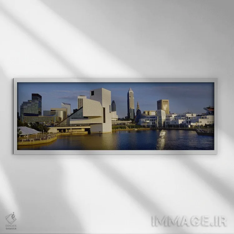 تابلو Cleveland, Ohio, USA,ساختمانها در شهر، کلیولند، اوهایو، آمریکا اثر پانورامیک ایمجز (استودیو عکاسی عریض) - نمای قابدار سفید