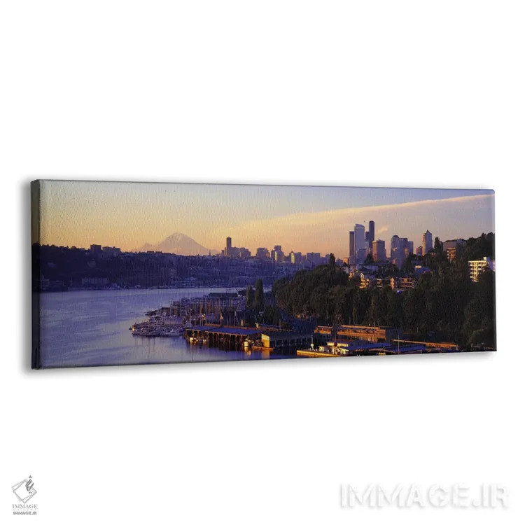 تابلو Lake Union, Seattle, Washington State, USA,طلوع آفتاب، دریاچه یونیون، سیاتل، ایالت واشینگتن، آمریکا اثر پانورامیک ایمجز (استودیو عکاسی عریض) - نمای پرسپکتیو محصول