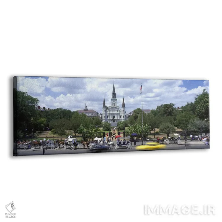 تابلو St. Louis Cathedral, Jackson Square, French Quarter, New Orleans, Louisiana, USA,کلیسای جامع سنت لوئیس کنار جاده، میدان جکسون، محله فرانسوی، نیواورلئان، لوئیزیانا، آمریکا اثر پانورامیک ایمجز (استودیو عکاسی عریض) - نمای پرسپکتیو محصول