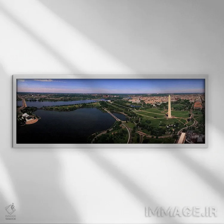 تابلو نمای هوایی واشینگتن دیسی، آمریکا اثر پانورامیک ایمجز (استودیو عکاسی عریض) - نمای قابدار سفید