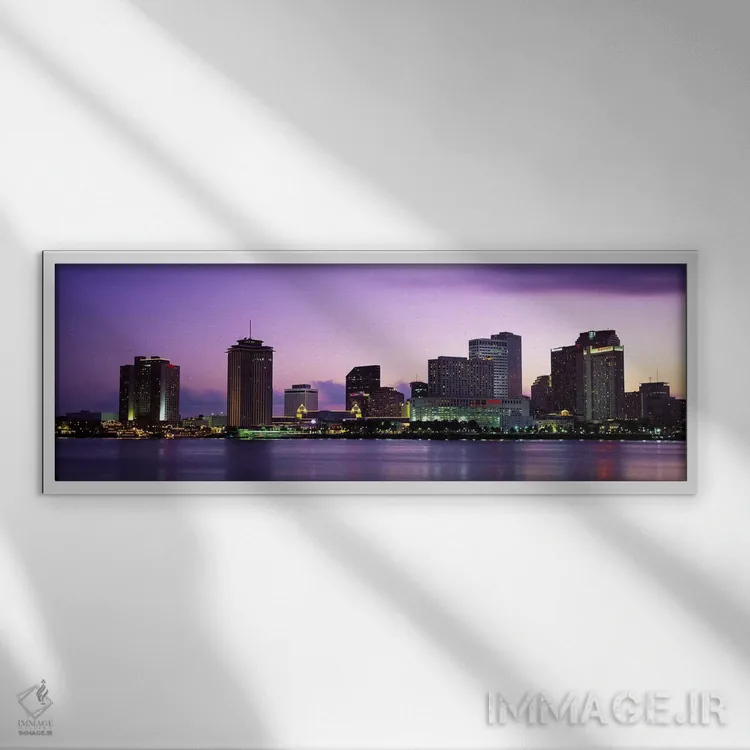 تابلو New Orleans, Louisiana, USA,منظره افق هنگام غروب، نیواورلئان، لوئیزیانا، آمریکا اثر پانورامیک ایمجز (استودیو عکاسی عریض) - نمای قابدار سفید