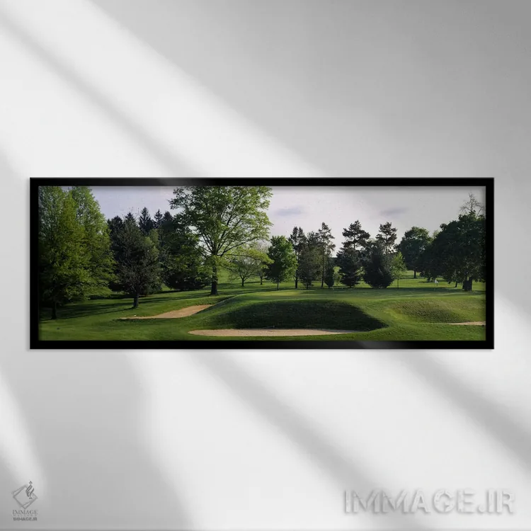 تابلو Baltimore Country Club, Baltimore, Maryland, USA #2,تلههای شنی در زمین گلف، باشگاه گلف کانتری بالتیمور، بالتیمور، مریلند، آمریکا (شماره ۲) اثر پانورامیک ایمجز (استودیو عکاسی عریض) - نمای قابدار مشکی