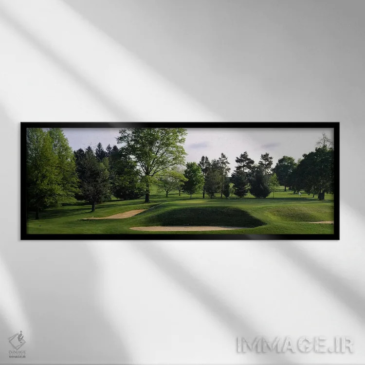 تابلو Baltimore Country Club, Baltimore, Maryland, USA #2,تلههای شنی در زمین گلف، باشگاه گلف کانتری بالتیمور، بالتیمور، مریلند، آمریکا (شماره ۲) اثر پانورامیک ایمجز (استودیو عکاسی عریض) - نمای قابدار مشکی