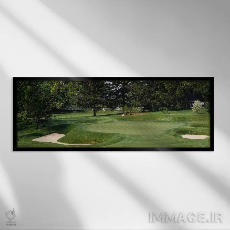 تابلو Baltimore Country Club, Baltimore, Maryland, USA,تلههای شنی در زمین گلف، باشگاه گلف کانتری بالتیمور، بالتیمور، مریلند، آمریکا اثر پانورامیک ایمجز (استودیو عکاسی عریض) - نمای قابدار مشکی