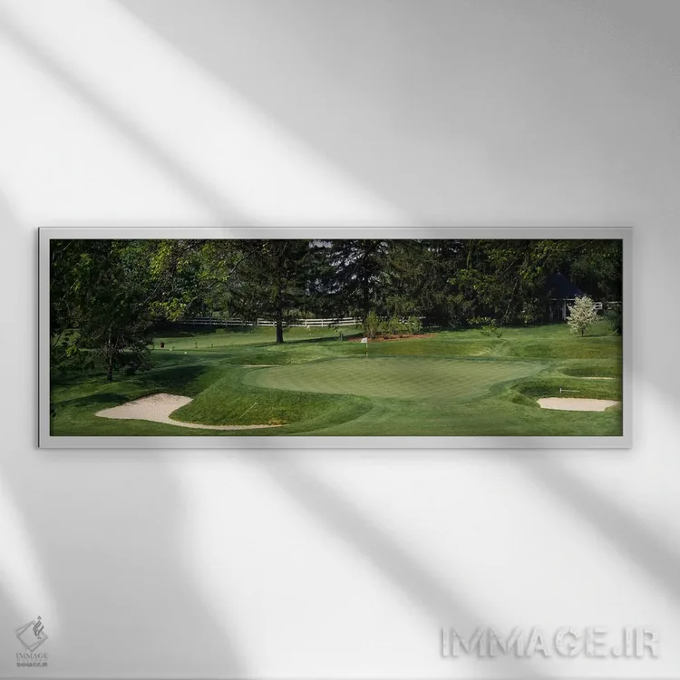 تابلو Baltimore Country Club, Baltimore, Maryland, USA,تلههای شنی در زمین گلف، باشگاه گلف کانتری بالتیمور، بالتیمور، مریلند، آمریکا اثر پانورامیک ایمجز (استودیو عکاسی عریض) - نمای قابدار سفید