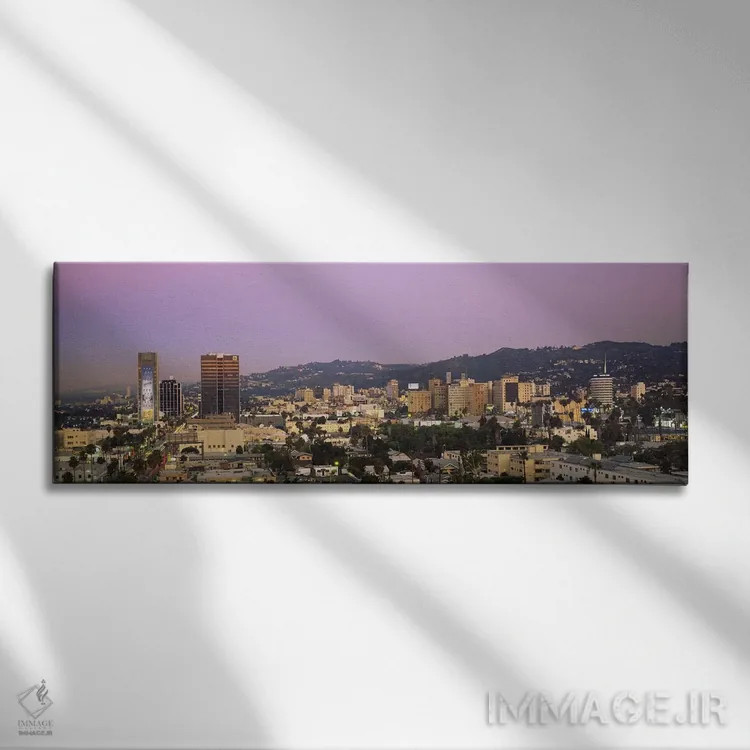 تابلو Hollywood Hills, City of Los Angeles, California, USA,نمای زاویه بالا از افق شهری، تپههای هالیوود، شهر لسآنجلس، کالیفرنیا، آمریکا اثر پانورامیک ایمجز (استودیو عکاسی عریض) - نمای روبهرو روی دیوار