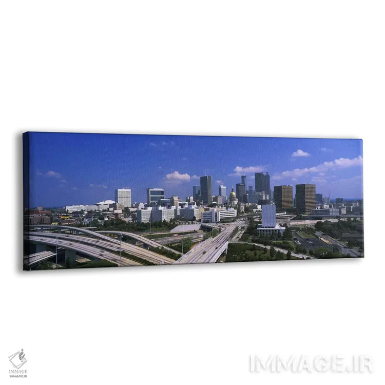 تابلو Atlanta, Georgia, USA,نمای زاویه بالا از بزرگراههای مرتفع با ساختمانهای پسزمینه، آتلانتا، جورجیا، آمریکا اثر پانورامیک ایمجز (استودیو عکاسی عریض) - نمای پرسپکتیو محصول