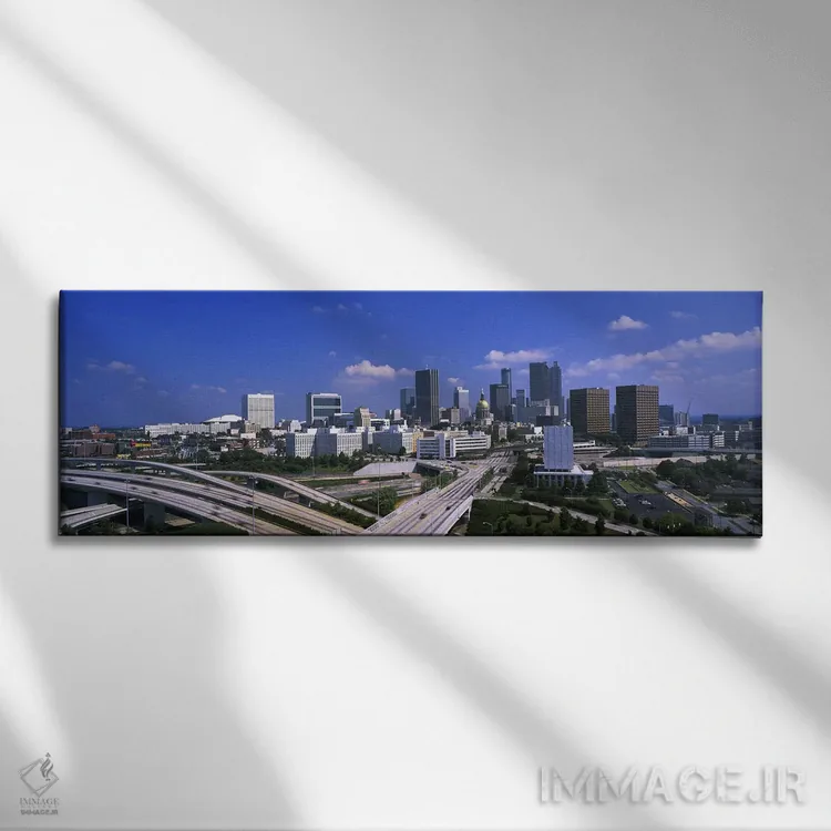 تابلو Atlanta, Georgia, USA,نمای زاویه بالا از بزرگراههای مرتفع با ساختمانهای پسزمینه، آتلانتا، جورجیا، آمریکا اثر پانورامیک ایمجز (استودیو عکاسی عریض) - نمای روبهرو روی دیوار