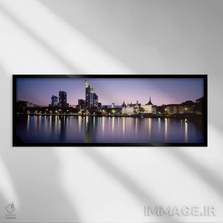 تابلو Frankfurt, Germany,درخشش شبانه، فرانکفورت، آلمان اثر پانورامیک ایمجز (استودیو عکاسی عریض) - نمای قابدار مشکی