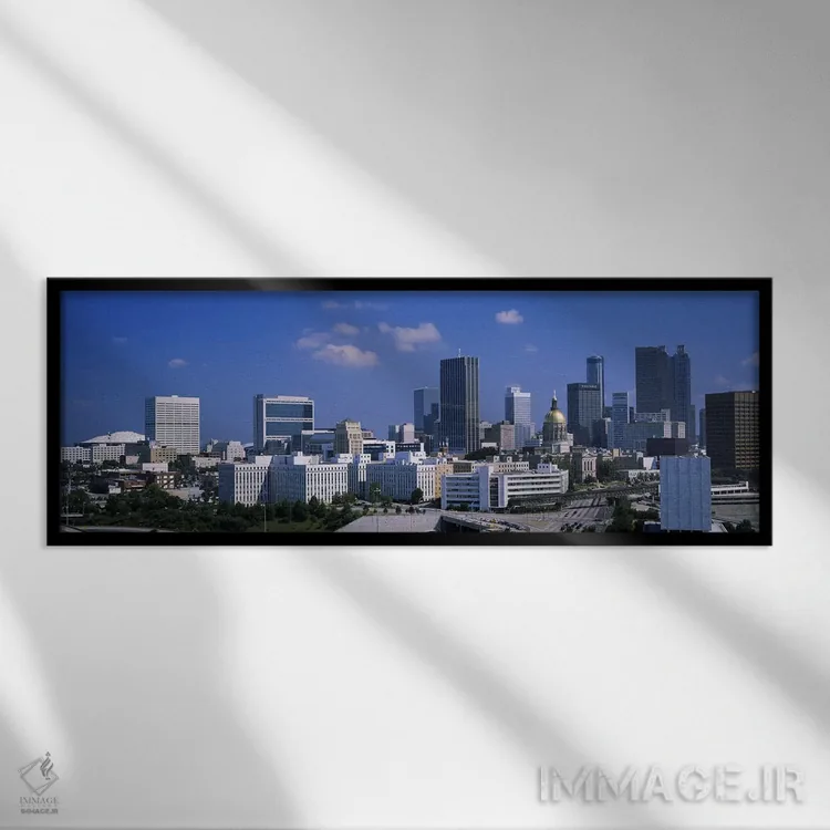 تابلو Atlanta, Georgia, USA #3,آسمانخراشها در شهر، آتلانتا، جورجیا، آمریکا (شماره ۳) اثر پانورامیک ایمجز (استودیو عکاسی عریض) - نمای قابدار مشکی