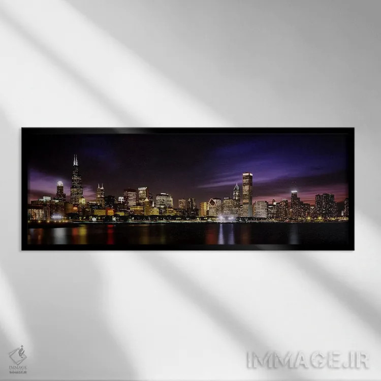 تابلو Chicago, Illinois, USA,منظره افق مرکز شهر (شماره ۳)، شیکاگو، ایلینوی، آمریکا اثر پانورامیک ایمجز (استودیو عکاسی عریض) - نمای قابدار مشکی