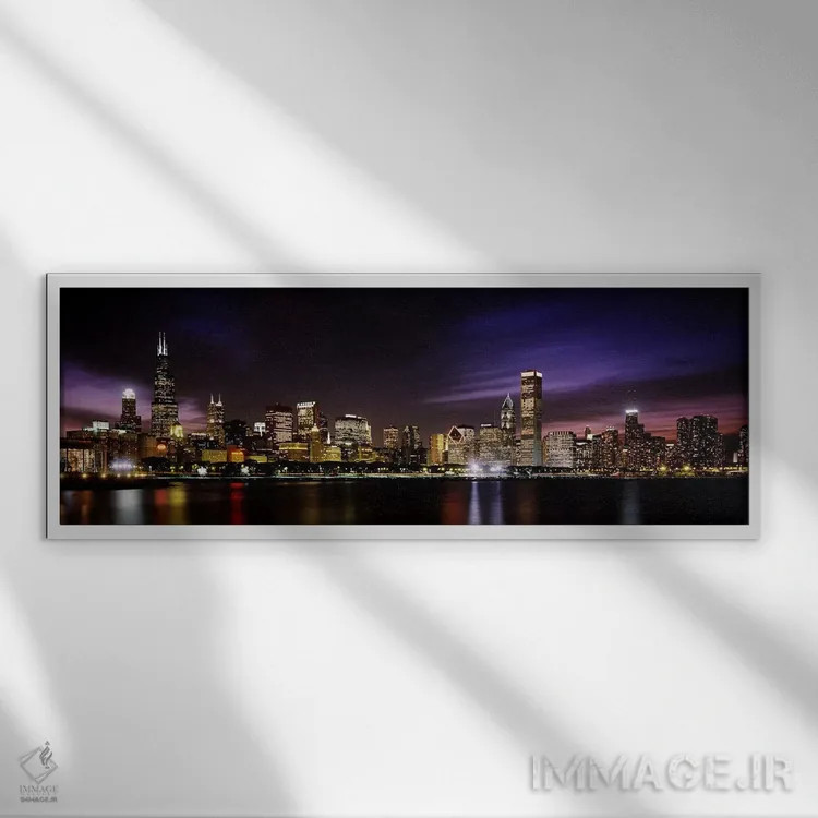 تابلو Chicago, Illinois, USA,منظره افق مرکز شهر (شماره ۳)، شیکاگو، ایلینوی، آمریکا اثر پانورامیک ایمجز (استودیو عکاسی عریض) - نمای قابدار سفید