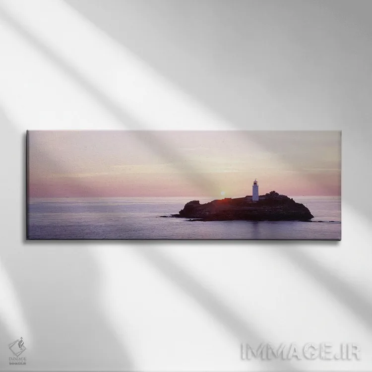 تابلو Godrevy Lighthouse, Cornwall, England, United Kingdom,غروب آفتاب، فانوس دریایی گودروی، کورنوال، انگلستان، بریتانیا اثر پانورامیک ایمجز (استودیو عکاسی عریض) - نمای روبهرو روی دیوار
