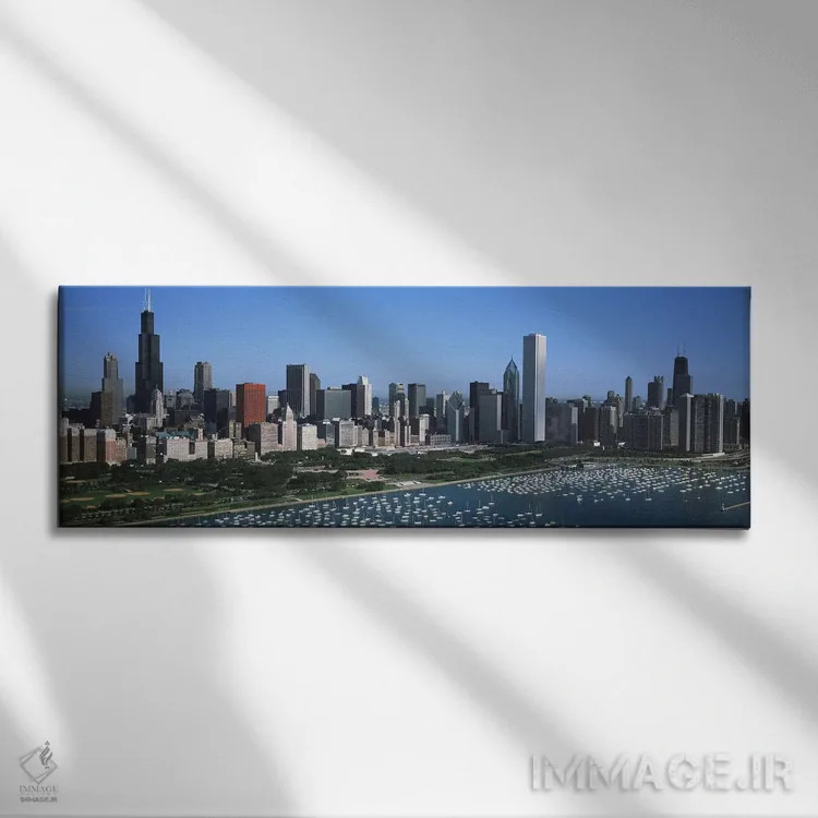 تابلو Chicago, Illinois, USA,منظره افق مرکز شهر (شماره ۴)، شیکاگو، ایلینوی، آمریکا اثر پانورامیک ایمجز (استودیو عکاسی عریض) - نمای روبهرو روی دیوار
