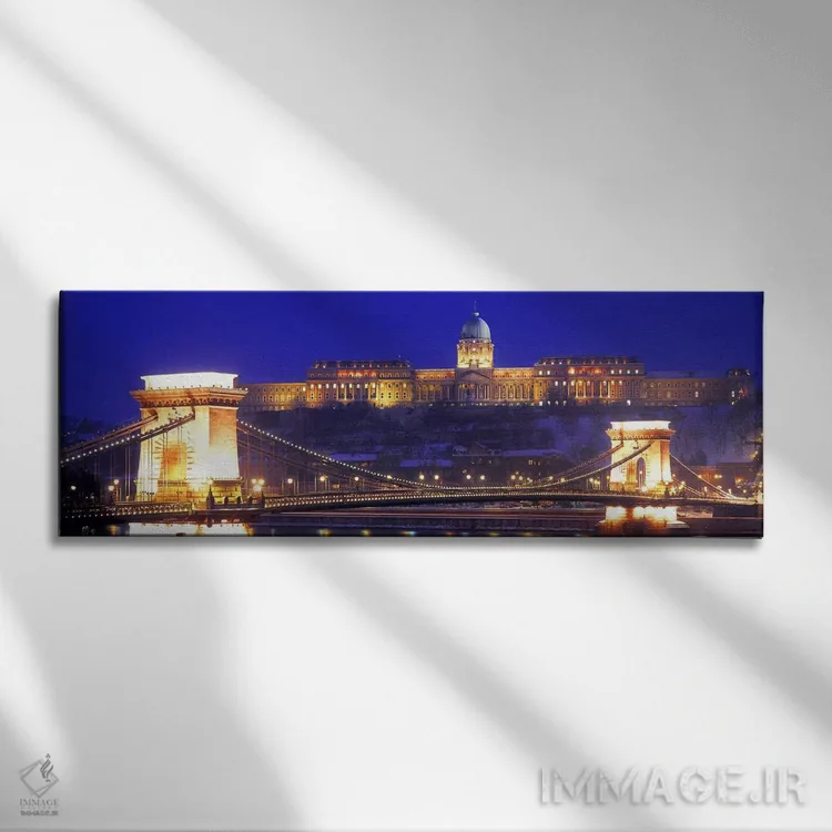 تابلو Budapest, Hungary,قلعه بودا (کاخ سلطنتی) با پل زنجیرهای سچنی در پیشزمینه، بوداپست، مجارستان اثر پانورامیک ایمجز (استودیو عکاسی عریض) - نمای روبهرو روی دیوار