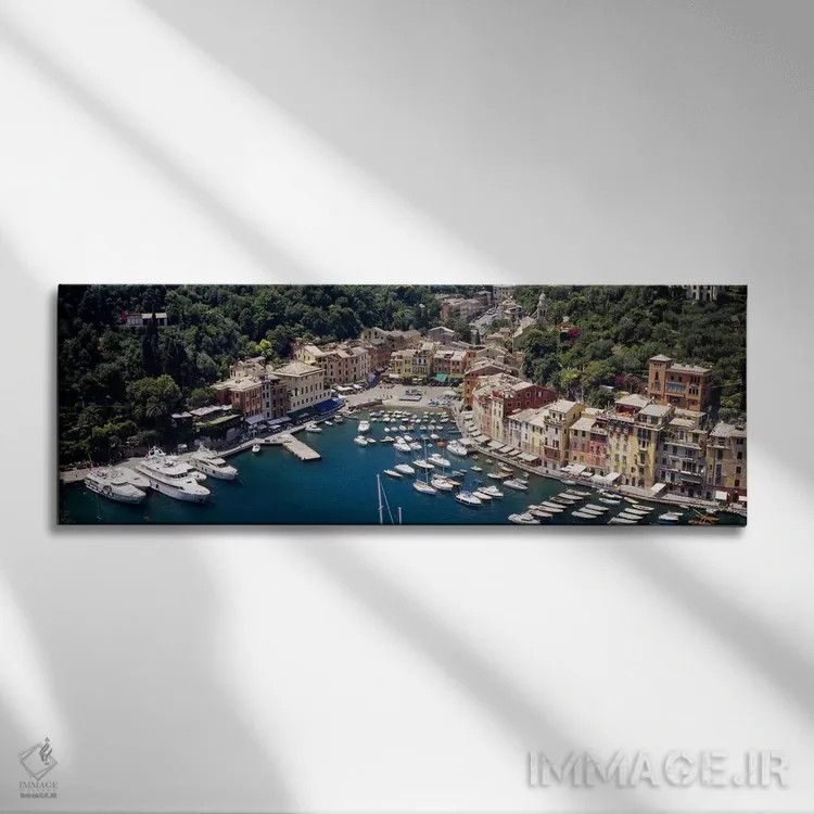 تابلو Portofino, Genoa, Italian Riviera, Italy,نمای هوایی بندر، پورتوفینو، جنوا، ریویرا ایتالیا، ایتالیا اثر پانورامیک ایمجز (استودیو عکاسی عریض) - نمای روبهرو روی دیوار