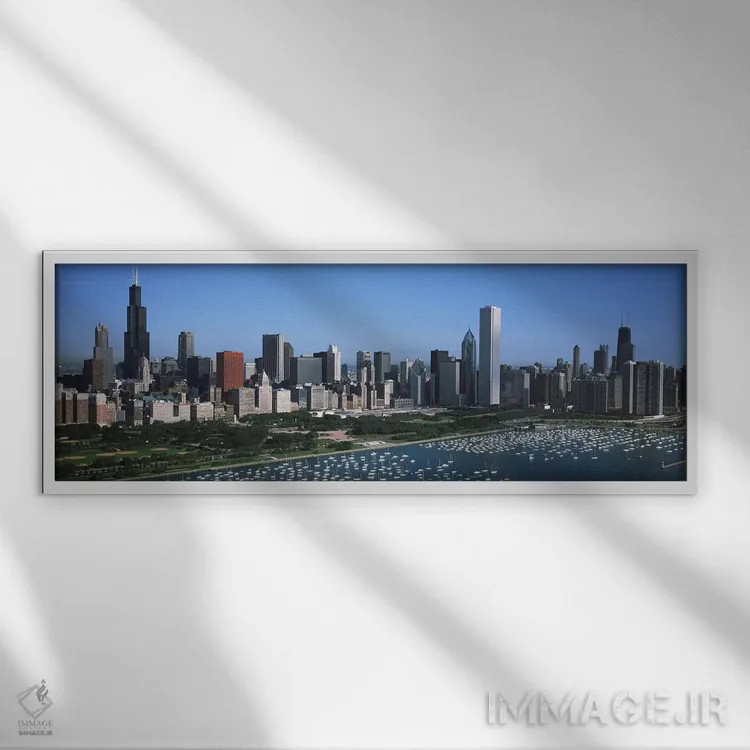 تابلو Chicago, Illinois, USA,منظره افق مرکز شهر (شماره ۴)، شیکاگو، ایلینوی، آمریکا اثر پانورامیک ایمجز (استودیو عکاسی عریض) - نمای قابدار سفید