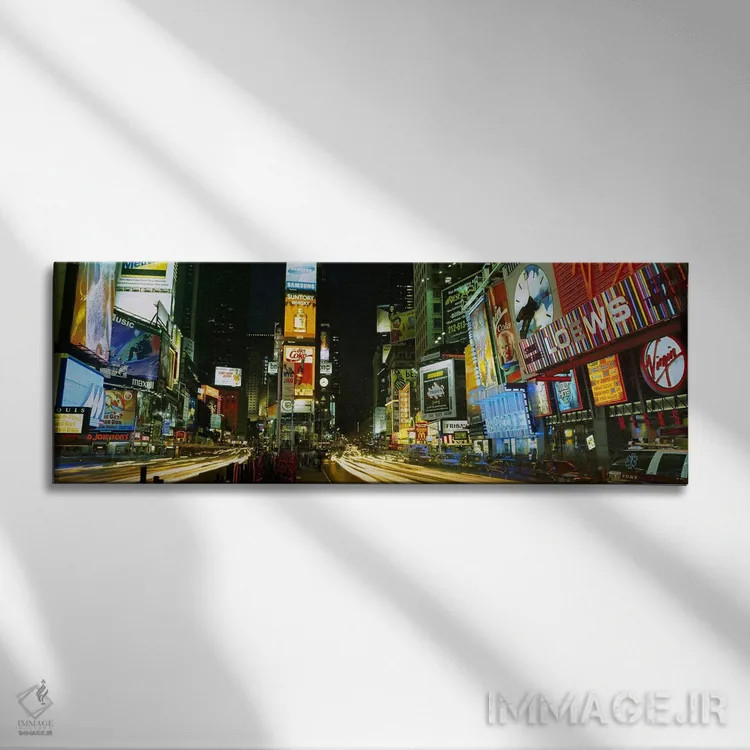 تابلو New York City, New York State, USA,تابلوهای نئون روشن در شب، میدان تایمز، نیویورک، ایالت نیویورک، آمریکا اثر پانورامیک ایمجز (استودیو عکاسی عریض) - نمای روبهرو روی دیوار