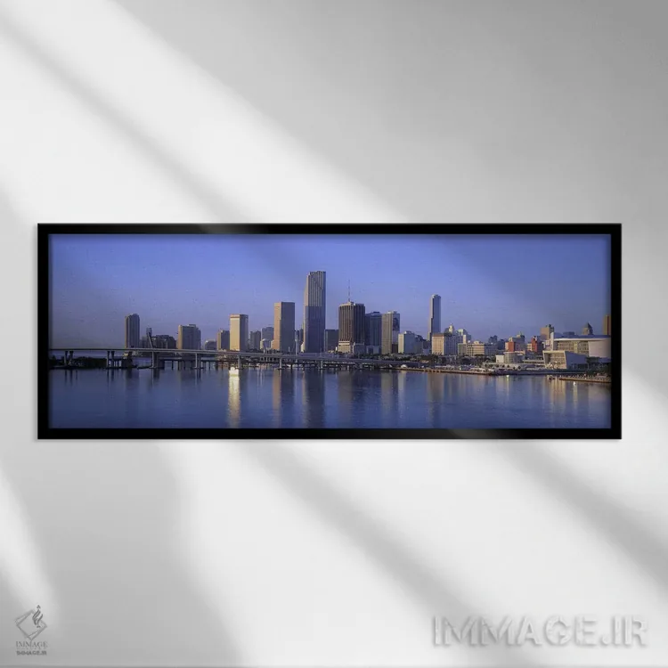 تابلو افق میامی، فلوریدا، آمریکا اثر پانورامیک ایمجز (استودیو عکاسی عریض) - نمای قابدار مشکی