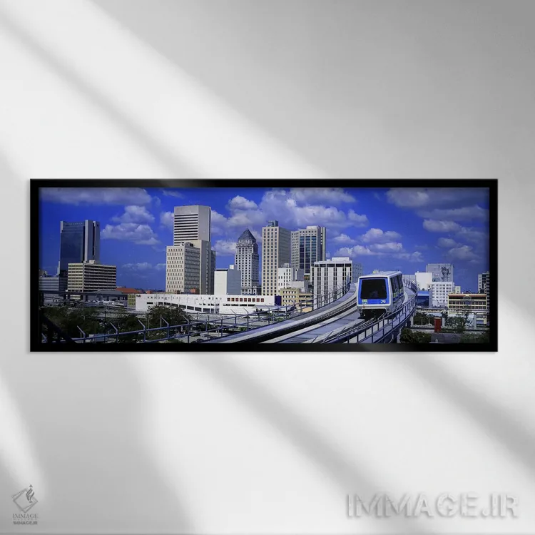تابلو USA,قطار شاتل مترو موور، میامی، فلوریدا، آمریکا اثر پانورامیک ایمجز (استودیو عکاسی عریض) - نمای قابدار مشکی
