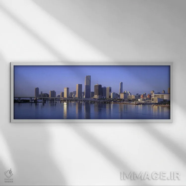 تابلو افق میامی، فلوریدا، آمریکا اثر پانورامیک ایمجز (استودیو عکاسی عریض) - نمای قابدار سفید