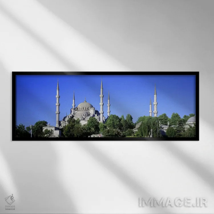 تابلو مسجد آبی، استانبول، ترکیه اثر پانورامیک ایمجز (استودیو عکاسی عریض) - نمای قابدار مشکی