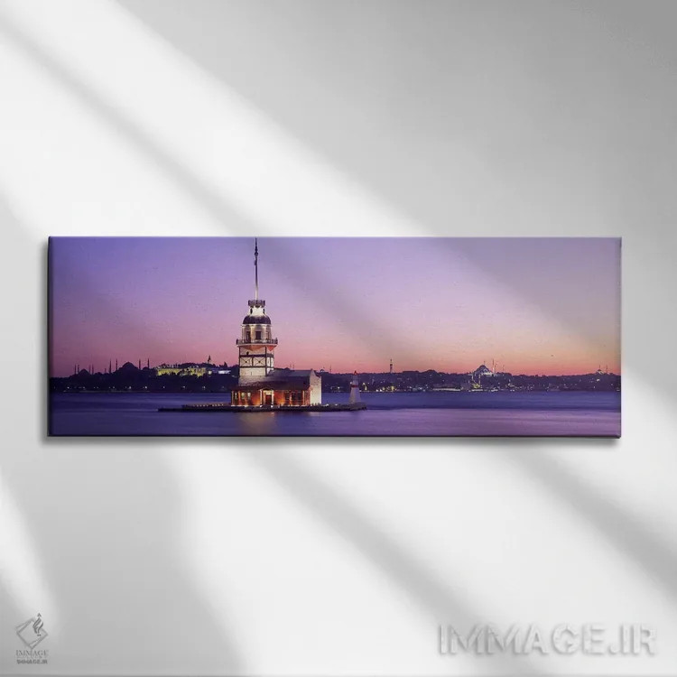 تابلو فانوس دریایی در غروب استانبول ترکیه اثر پانورامیک ایمجز (استودیو عکاسی عریض) - نمای روبهرو روی دیوار