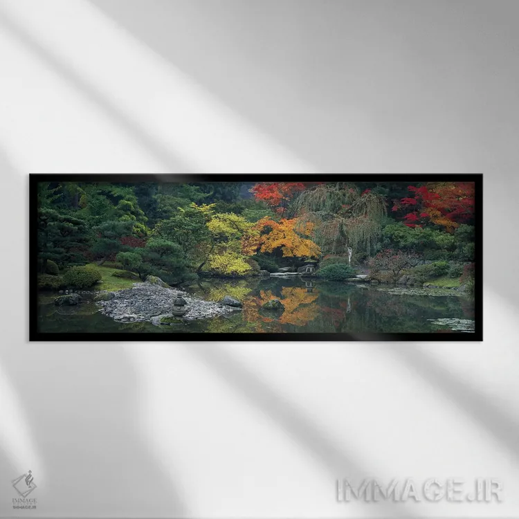 تابلو باغ ژاپنی سیاتل واشنگتن آمریکا اثر پانورامیک ایمجز (استودیو عکاسی عریض) - نمای قابدار مشکی