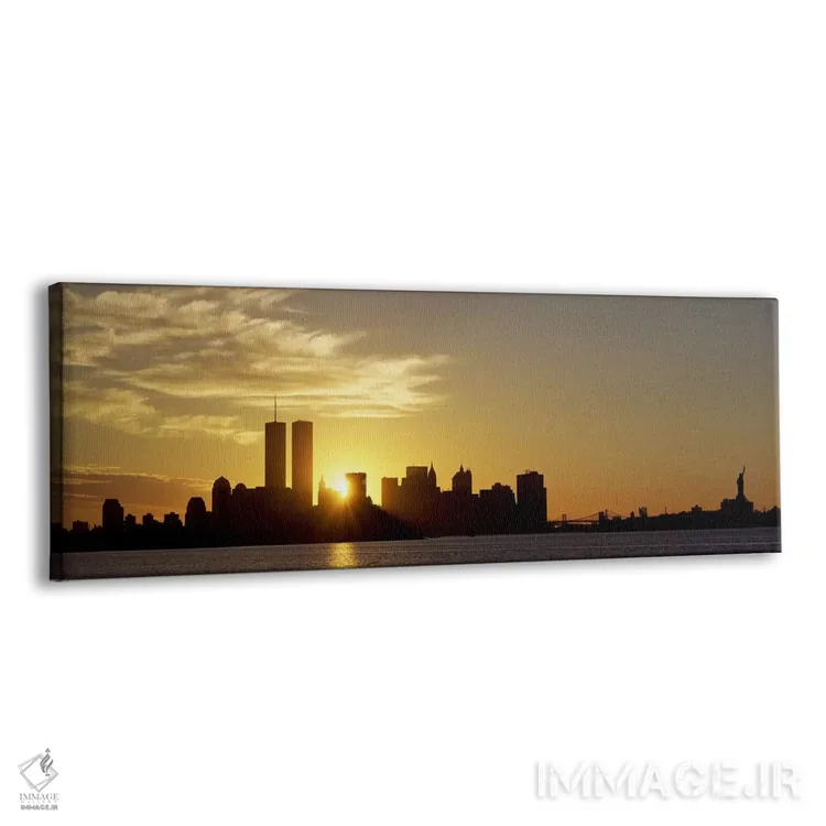 تابلو New York City, New York State, USA,افق منهتن و مجسمه آزادی در طلوع، شهر نیویورک، ایالت نیویورک، آمریکا اثر پانورامیک ایمجز (استودیو عکاسی عریض) - نمای پرسپکتیو محصول