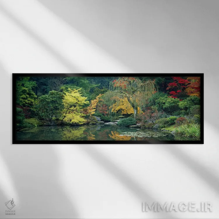 تابلو باغ ژاپنی سیاتل واشنگتن آمریکا اثر پانورامیک ایمجز (استودیو عکاسی عریض) - نمای قابدار مشکی