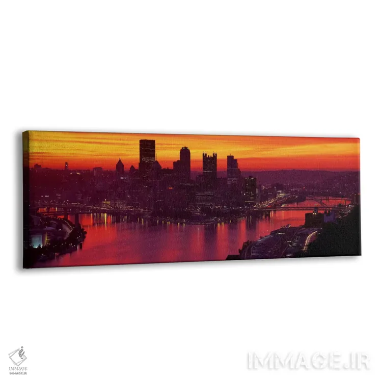تابلو Three Rivers Stadium, Pittsburgh, Allegheny County, Pennsylvania, USA,سیلوئت ساختمان‌ها در سپیده‌دم، ورزشگاه سه رود، پیتسبورگ، پنسیلوانیا، آمریکا اثر پانورامیک ایمجز (استودیو عکاسی عریض) - نمای پرسپکتیو محصول