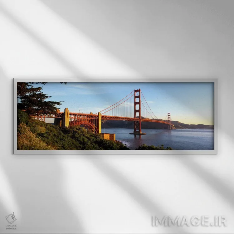 تابلو California, San Francisco, Golden Gate Bridge,آمریکا، کالیفرنیا، سانفرانسیسکو، پل گلدن گیت اثر پانورامیک ایمجز (استودیو عکاسی عریض) - نمای قابدار سفید