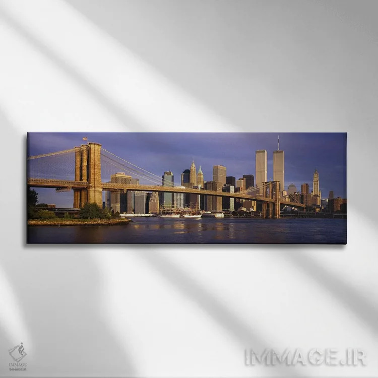 تابلو New York City, New York, USA,پل بروکلین و افق منهتن، شهر نیویورک، آمریکا اثر پانورامیک ایمجز (استودیو عکاسی عریض) - نمای روبهرو روی دیوار
