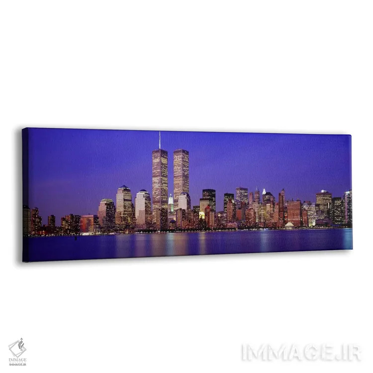 تابلو World Trade Center, Wall Street, Manhattan, New York City, New York State, USA,ساختمانهای ساحلی روشن در غروب، مرکز تجارت جهانی و وال استریت، منهتن، نیویورک، آمریکا اثر پانورامیک ایمجز (استودیو عکاسی عریض) - نمای پرسپکتیو محصول