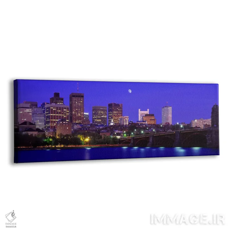 تابلو Boston Massachusetts, USA,پل لانگفِلو و منطقه مالی از منظر کمبریج شرقی، بوستون، ماساچوست، آمریکا اثر پانورامیک ایمجز (استودیو عکاسی عریض) - نمای پرسپکتیو محصول