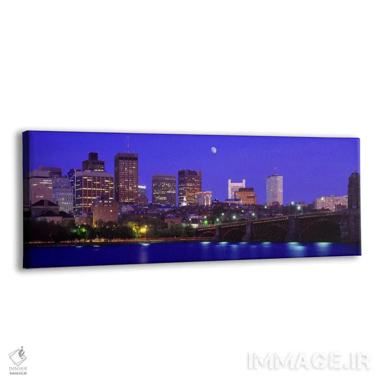 تابلو Boston Massachusetts, USA,پل لانگفِلو و منطقه مالی از منظر کمبریج شرقی، بوستون، ماساچوست، آمریکا اثر پانورامیک ایمجز (استودیو عکاسی عریض) - نمای پرسپکتیو محصول