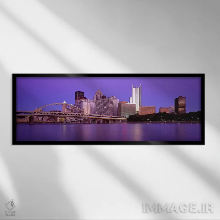 تابلو رودخانه الگینی، پیتسبورگ، پنسیلوانیا، آمریکا اثر پانورامیک ایمجز (استودیو عکاسی عریض) - نمای قابدار مشکی