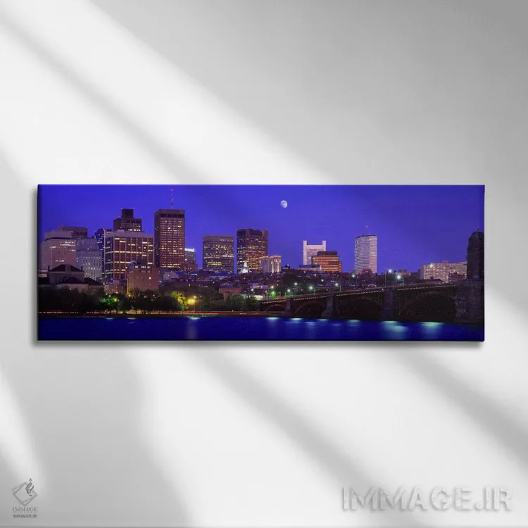 تابلو Boston Massachusetts, USA,پل لانگفِلو و منطقه مالی از منظر کمبریج شرقی، بوستون، ماساچوست، آمریکا اثر پانورامیک ایمجز (استودیو عکاسی عریض) - نمای روبهرو روی دیوار