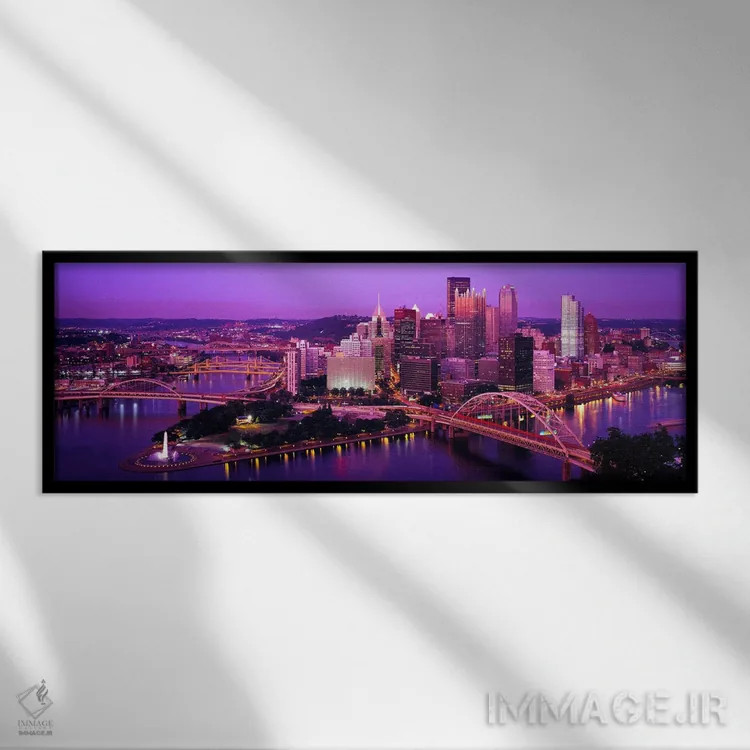 تابلو Pennsylvania, USA,غروب پیتسبورگ، پنسیلوانیا، آمریکا اثر پانورامیک ایمجز (استودیو عکاسی عریض) - نمای قابدار مشکی