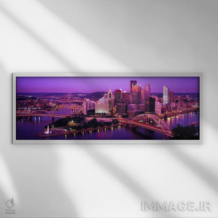 تابلو Pennsylvania, USA,غروب پیتسبورگ، پنسیلوانیا، آمریکا اثر پانورامیک ایمجز (استودیو عکاسی عریض) - نمای قابدار سفید