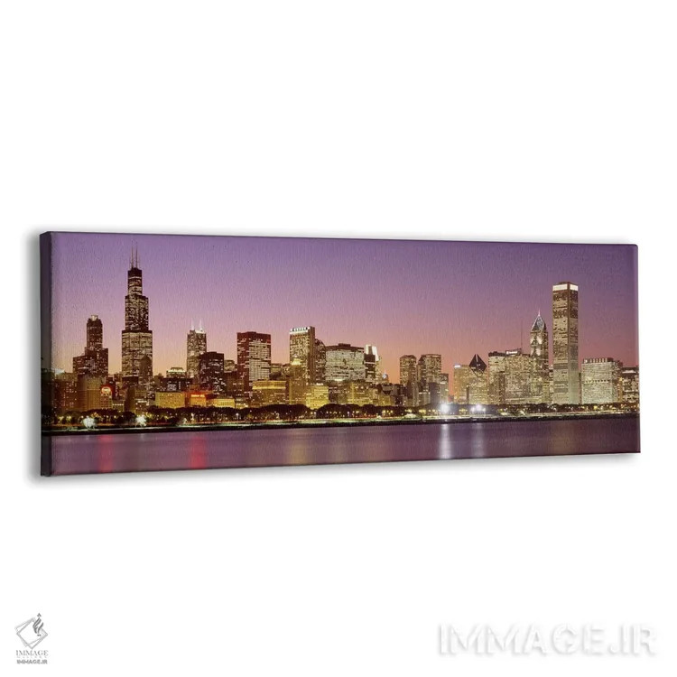 تابلو افق شهر شیکاگو در غروب، ایلینوی، آمریکا اثر پانورامیک ایمجز (استودیو عکاسی عریض) - نمای پرسپکتیو محصول