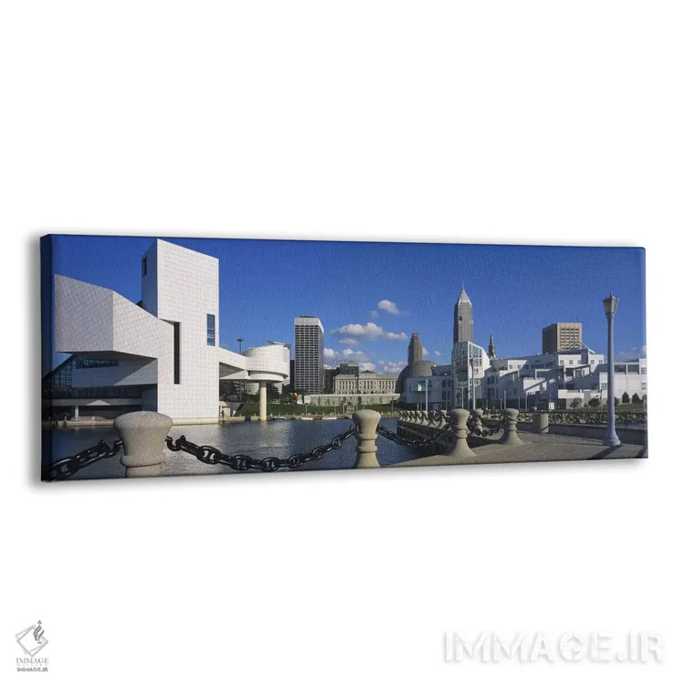 تابلو Rock And Roll Hall Of Fame, Cleveland, Ohio, USA,ساختمان ساحلی، تالار مشاهیر راک اند رول، کلیولند، اوهایو، آمریکا اثر پانورامیک ایمجز (استودیو عکاسی عریض) - نمای پرسپکتیو محصول