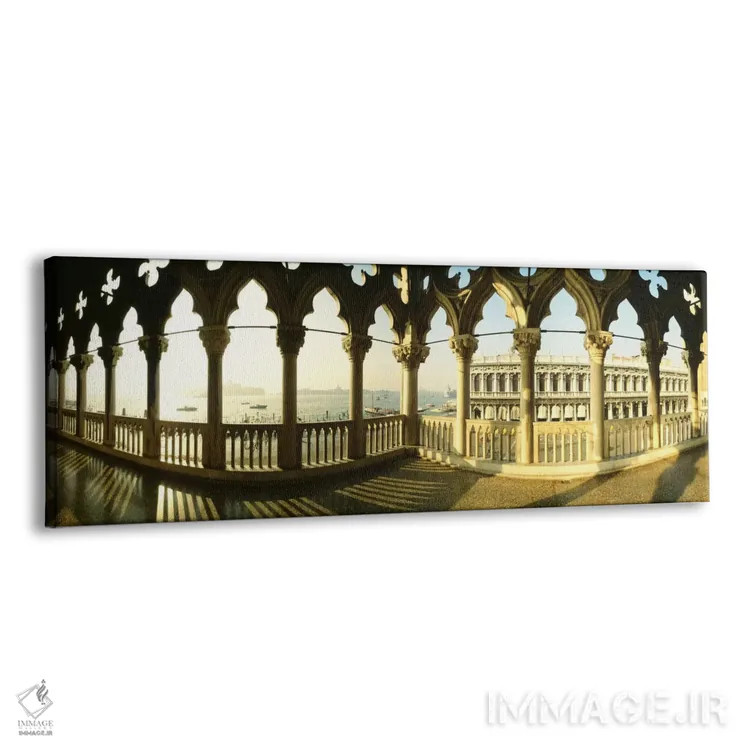 تابلو Doge's Palace (Palazzo Ducale), Venice, Italy,بالکن گوتیک ونیزی، قصر دوجه (پالاتزو دوکاله)، ونیز، ایتالیا اثر پانورامیک ایمجز (استودیو عکاسی عریض) - نمای پرسپکتیو محصول