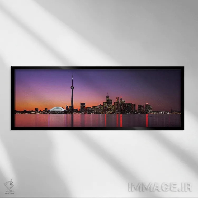 تابلو Toronto, Ontario, Canada,افق شبانه مرکز شهر تورنتو، انتاریو، کانادا اثر پانورامیک ایمجز (استودیو عکاسی عریض) - نمای قابدار مشکی