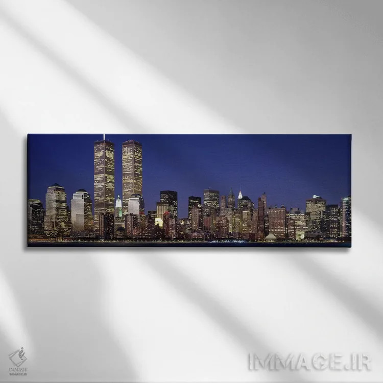 تابلو World Trade Center, Manhattan, New York City, New York State, USA,آسمانخراشهای مرکز تجارت جهانی، منهتن، نیویورک، آمریکا اثر پانورامیک ایمجز (استودیو عکاسی عریض) - نمای روبهرو روی دیوار